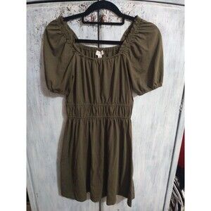 J Crew Puff Sleeve Dress olive Green Xs Boho Cottage Core Feminine